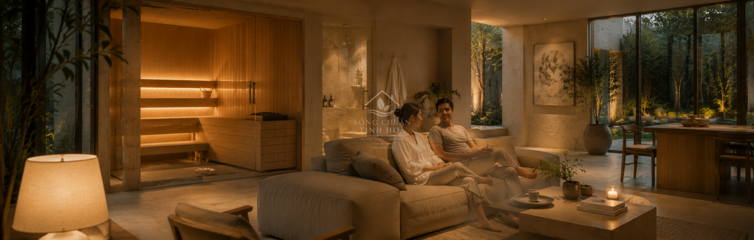Gia đình thư giãn trong không gian sống chuẩn Wellness.