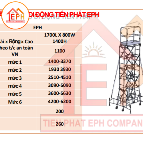 GIÀN GIÁO NÂNG CAO DI DỘNG 4M2 TIẾN PHÁT EPH